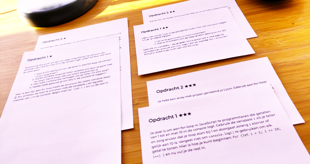 Voorbeeld van de werkvorm Variaties voor differentiatie.